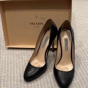 Prada Black Leather Heels